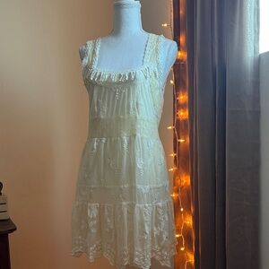 Forever 21 Dreamy Cream Off White Floral Lace Dress Cottagecore Large